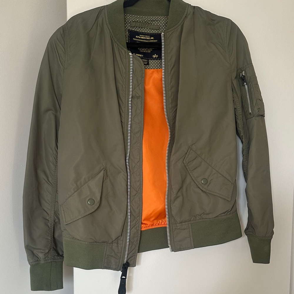 Alpha Industries Olive Green Jacket with Polka Dot Lining